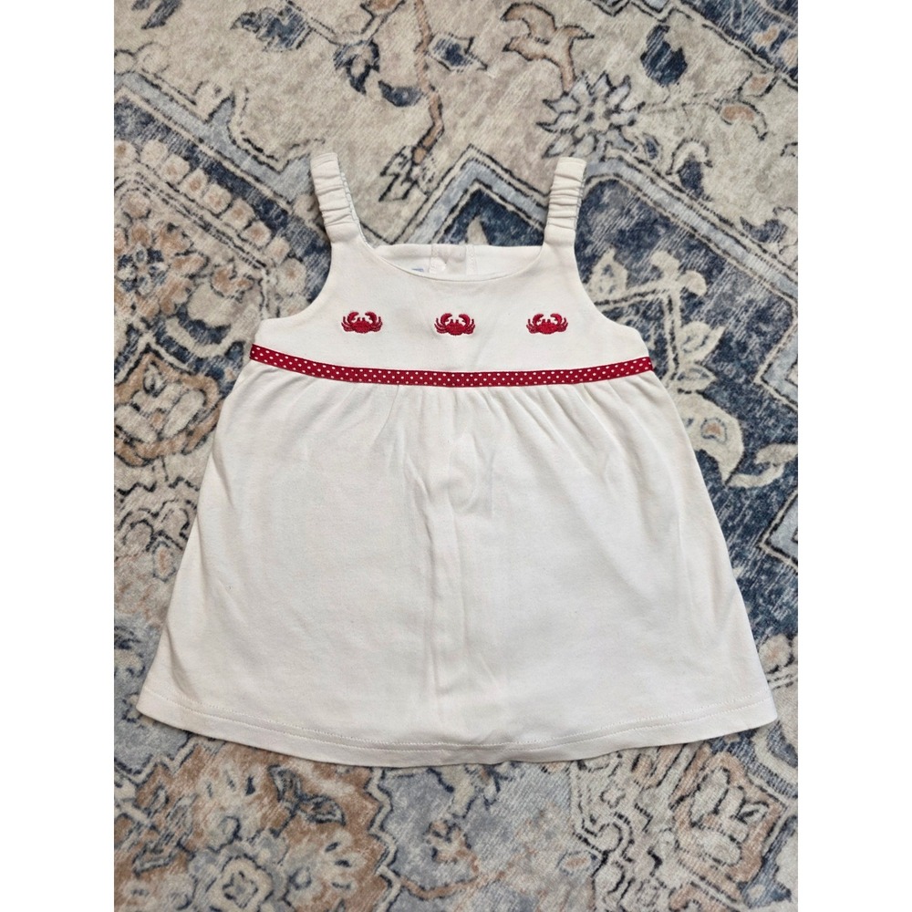 K&L Boutique Toddler Size 3 100% Cotton Crab Embroidered Nautical Beach Tanktop
